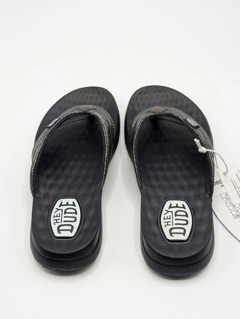 Hey Dude Girl Sandals Little Kids 13 Flip Flops Black Shimmer Christi Flip